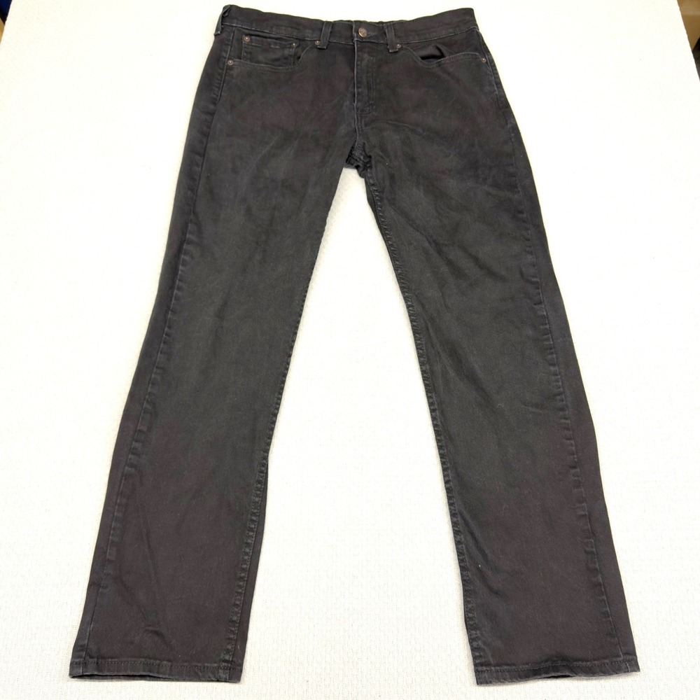 Levis 505 Jeans Mens 34x32 Black Denim Straight Fit Faded Casual Classic